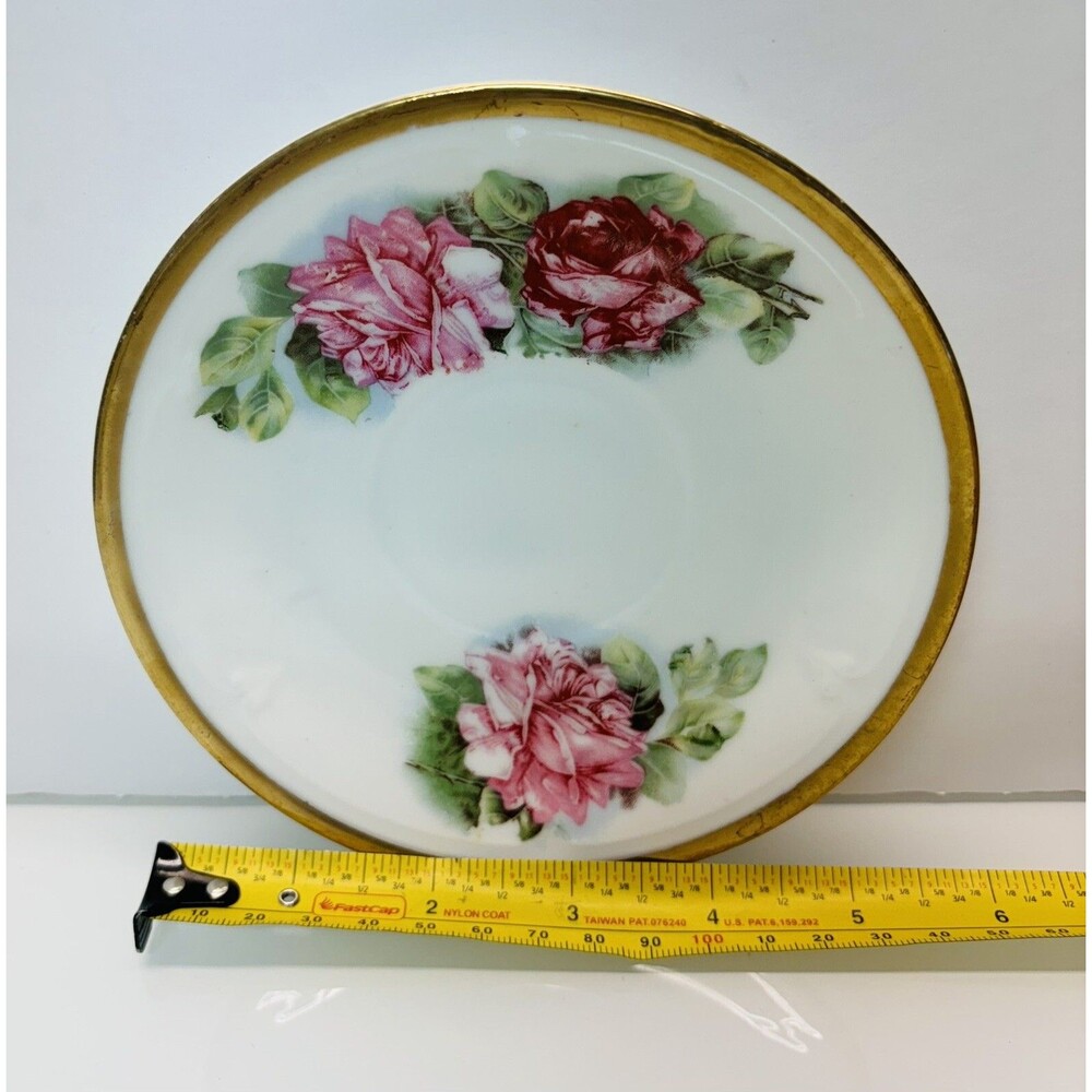 Zeh, Scherzer & Co Bavaria Plate Saucer Pink Roses Flowers Gold Trim 5.5” VNTG